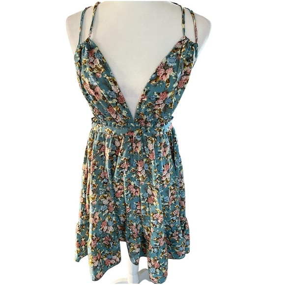 Floral Print Tied Backless Ruffle hemmed dress Sz small - Picture 3 of 6